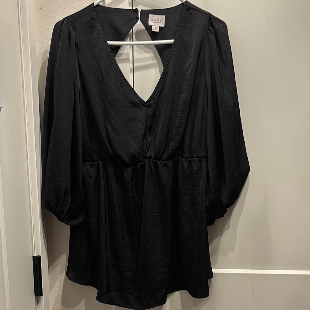 Isabel Maternity Black Backless 3/4 Sleeve Blouse